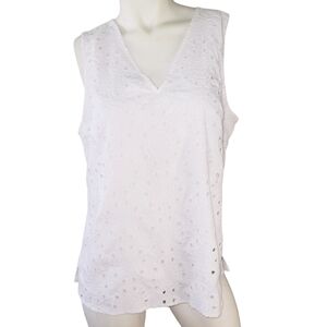 4/$25 Banana Replic Factory Embroidered Eyelet Floral Sleeveless Blouse
